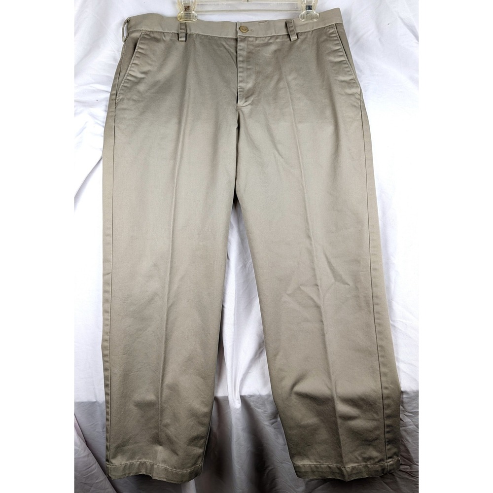 IZOD American Chino Mens 36x29 Straight Fit Khaki Tan Flat Front Pants